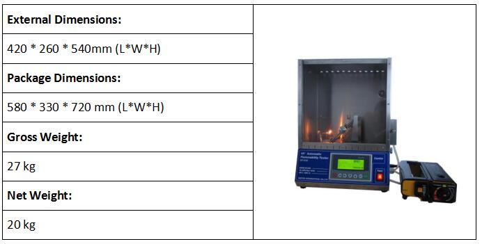 45 Degree Automatic Flammability Tester