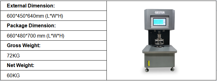 dimensions du testeur de tête hydrostatique